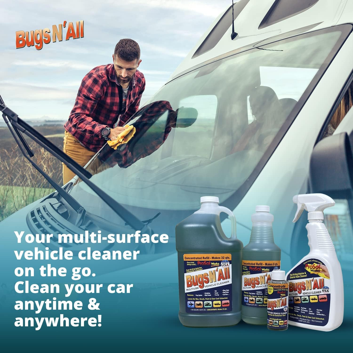 Bugs N’ All Multipurpose Car Cleaner & Degreaser – Bug & Tar Remover Concentrate