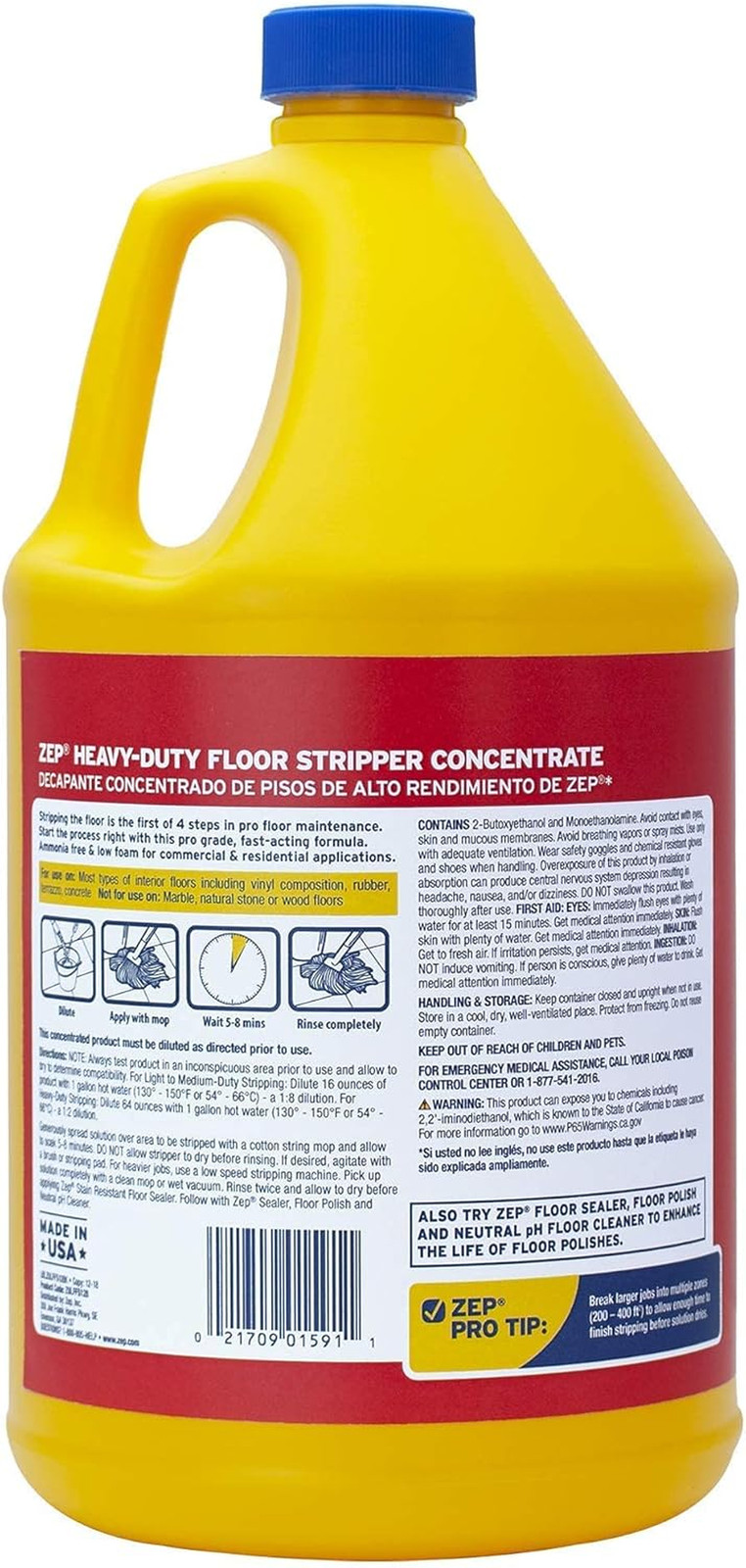 Heavy-Duty Floor Stripper Concentrate – 1 Gallon (1 Unit) ZULFFS128 – Low Foamin