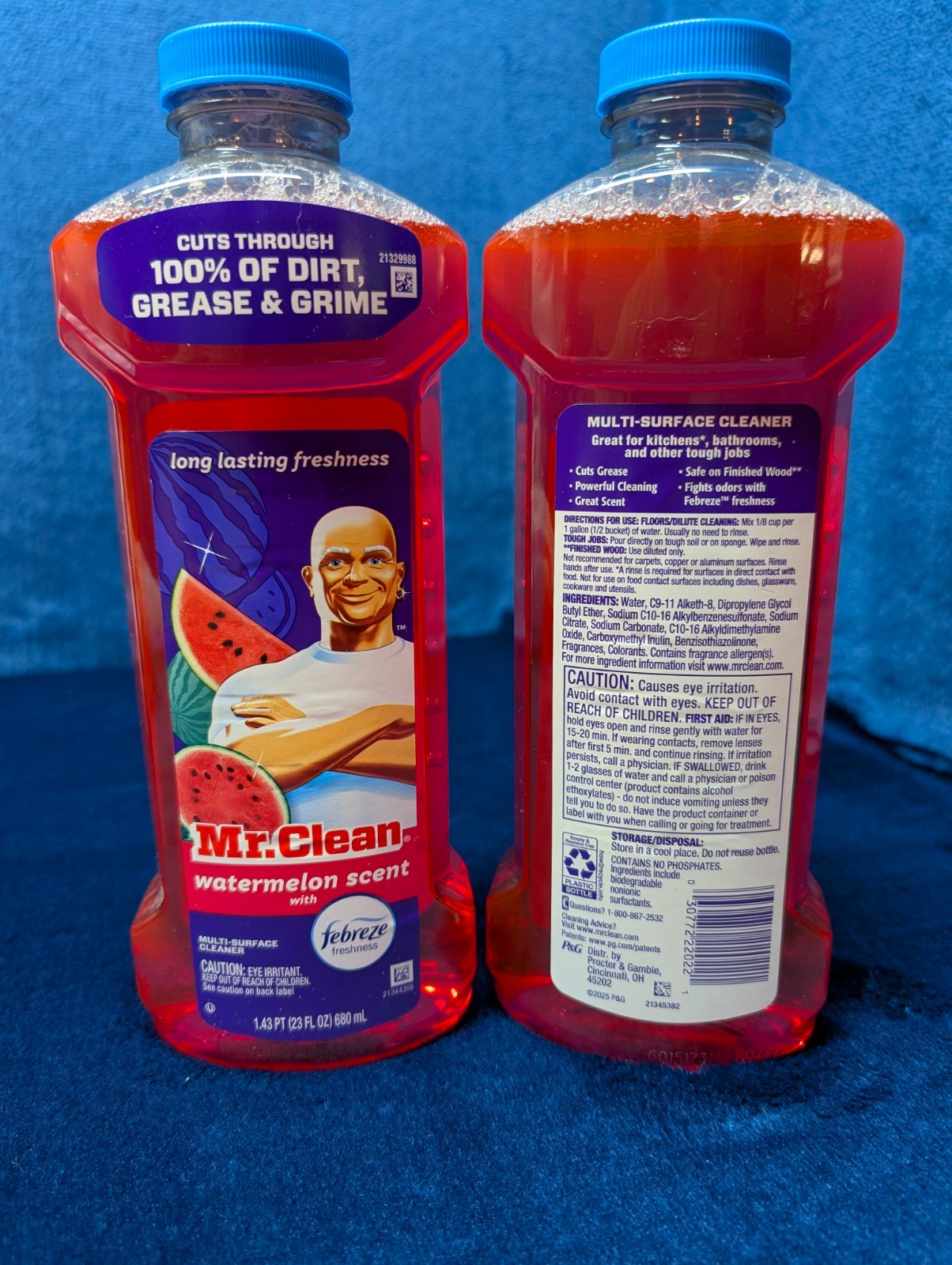 2 – 23oz Mr. Clean Multi Surface Cleaner Febreze Watermelon Household Scent