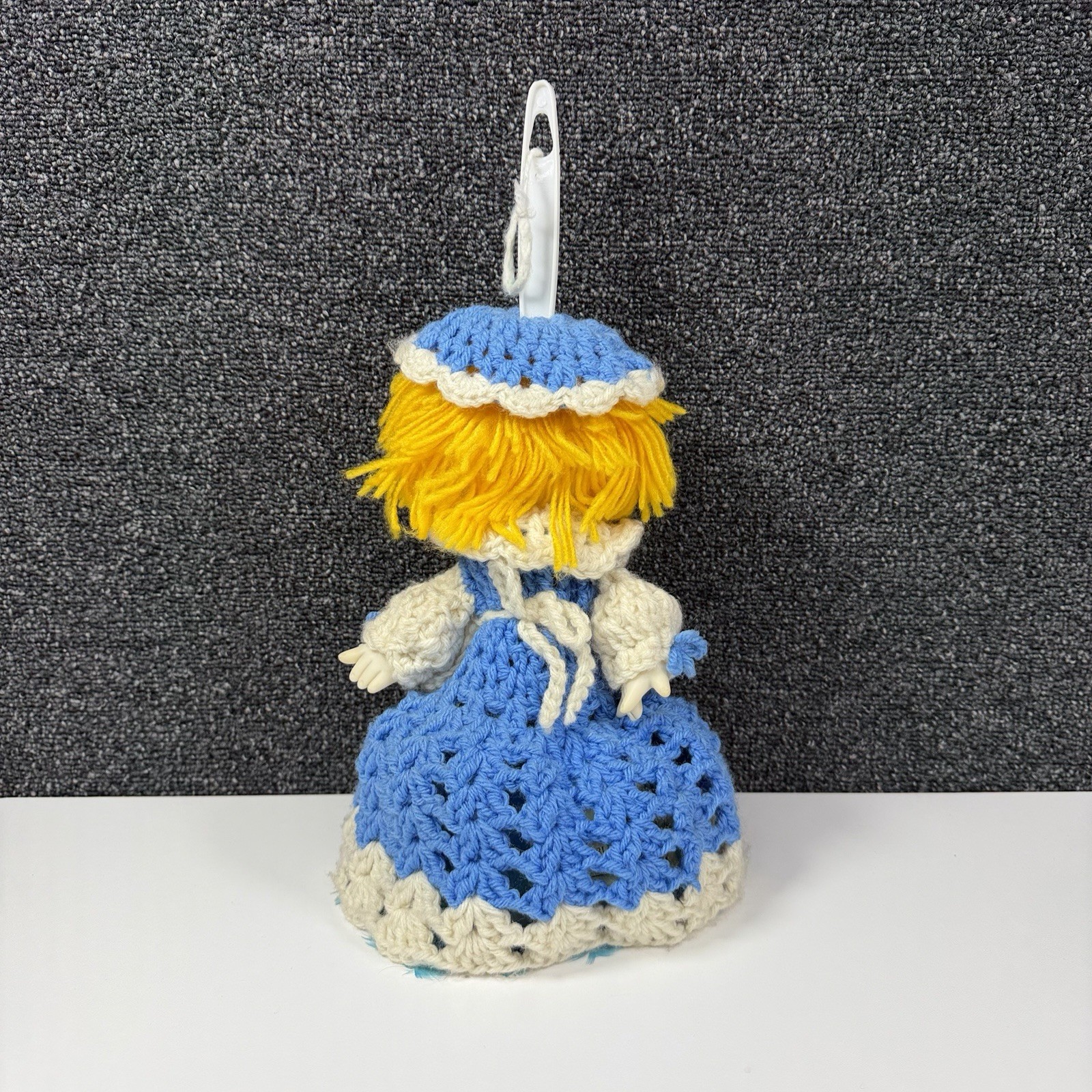 Vintage Feather Duster Handy Dandy Texas Feathers Crochet Doll Cover Blue