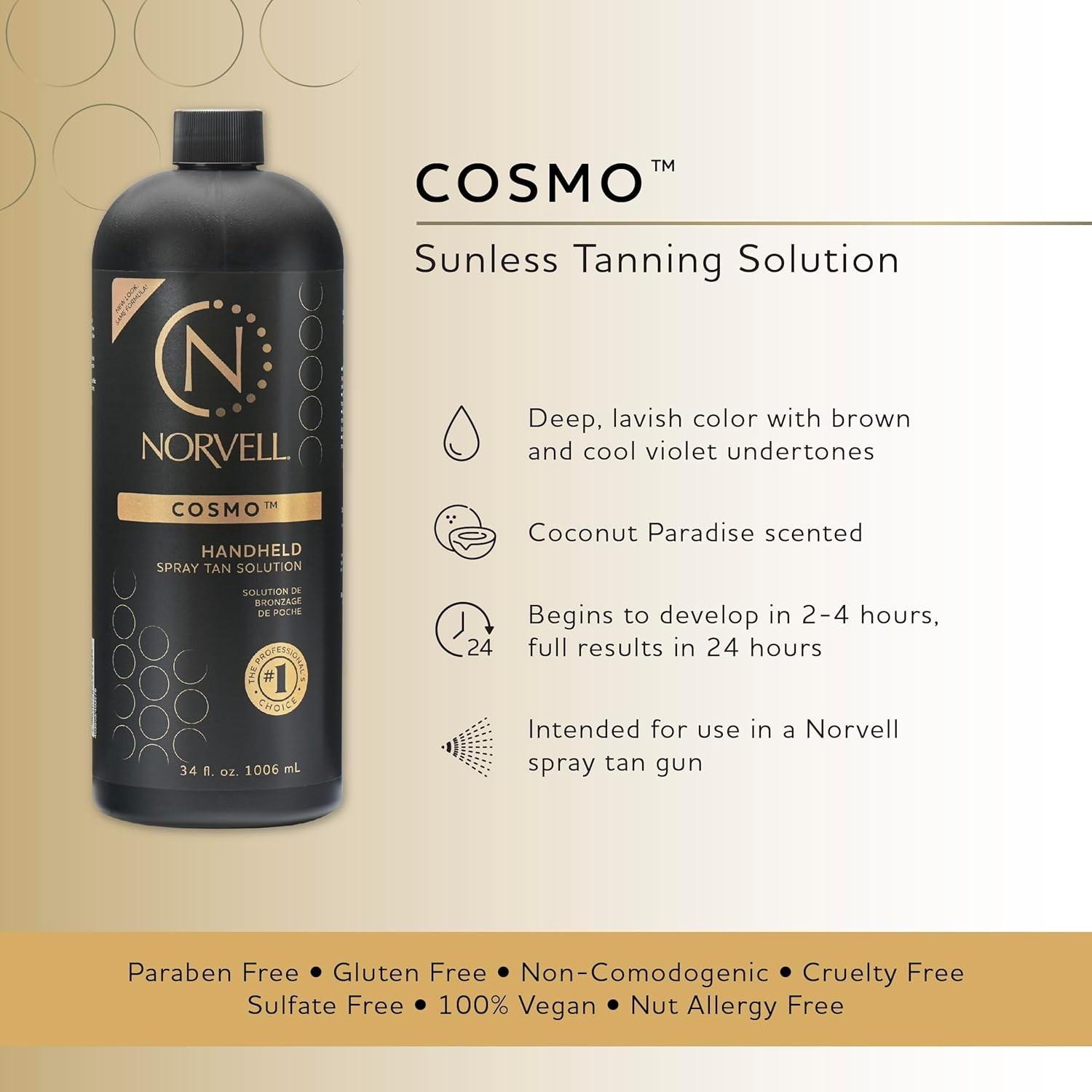 Norvell Spray Tan Solution Cosmo 34 fl oz ?C Professional Sunless Tanning Formu