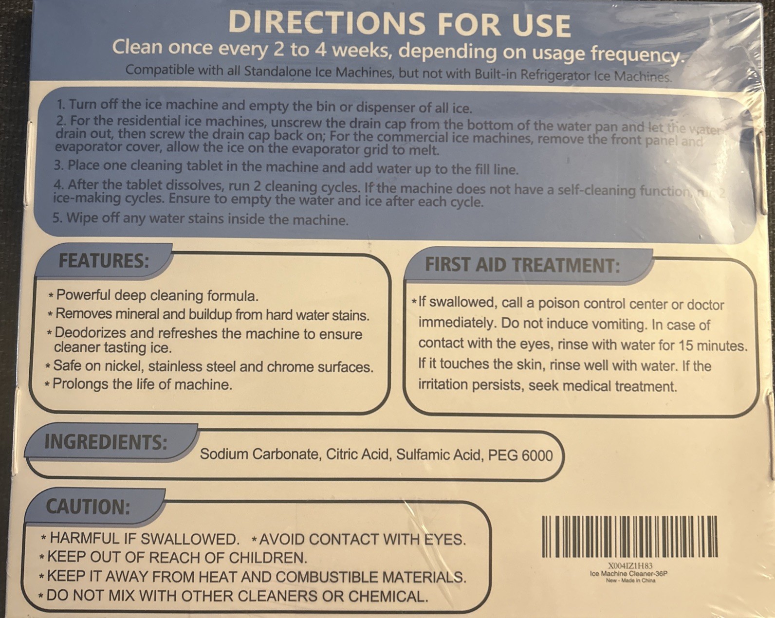 Ice Machine Cleaner Descaler Tablets-36Pack Ice Maker Cleaner Compatible with Fr