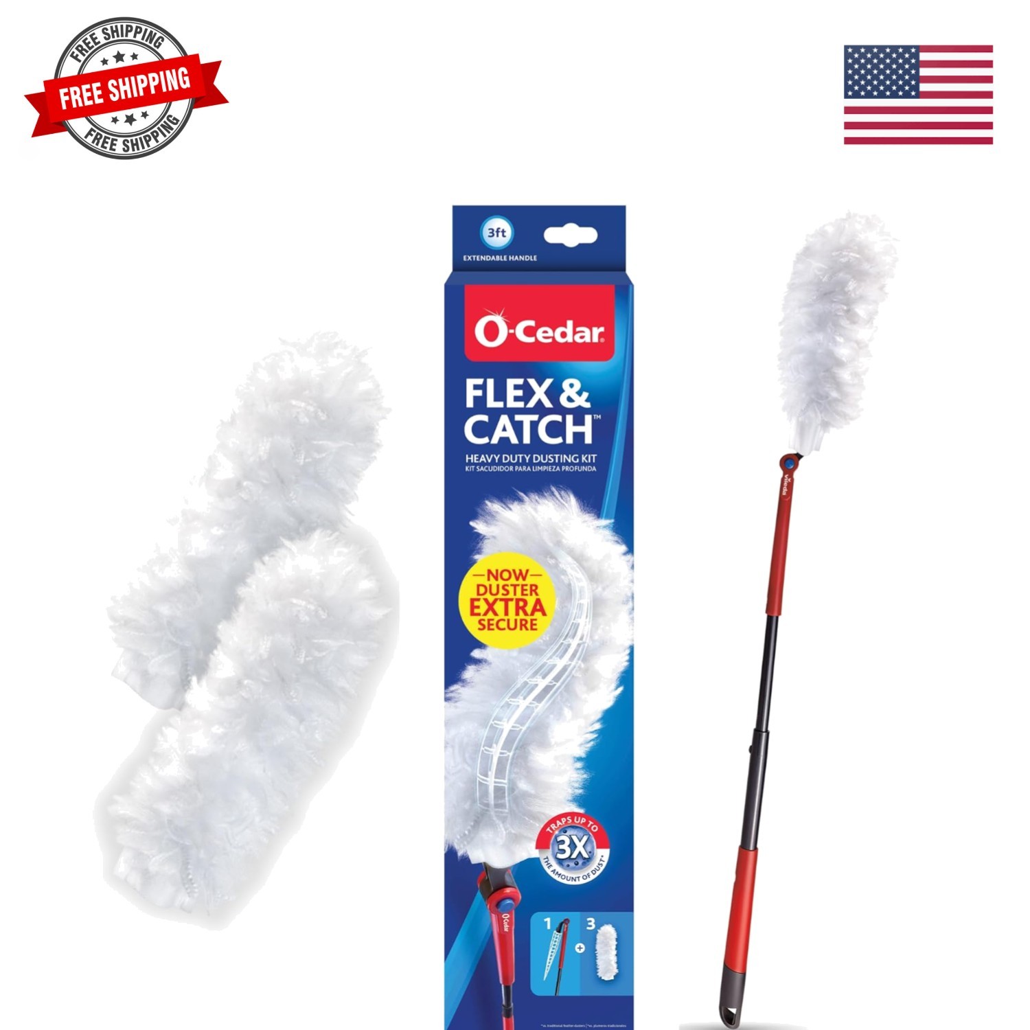 Flex & Catch Heavy Duty Dusting Kit with 3 Disposable Duster Refills | New & …
