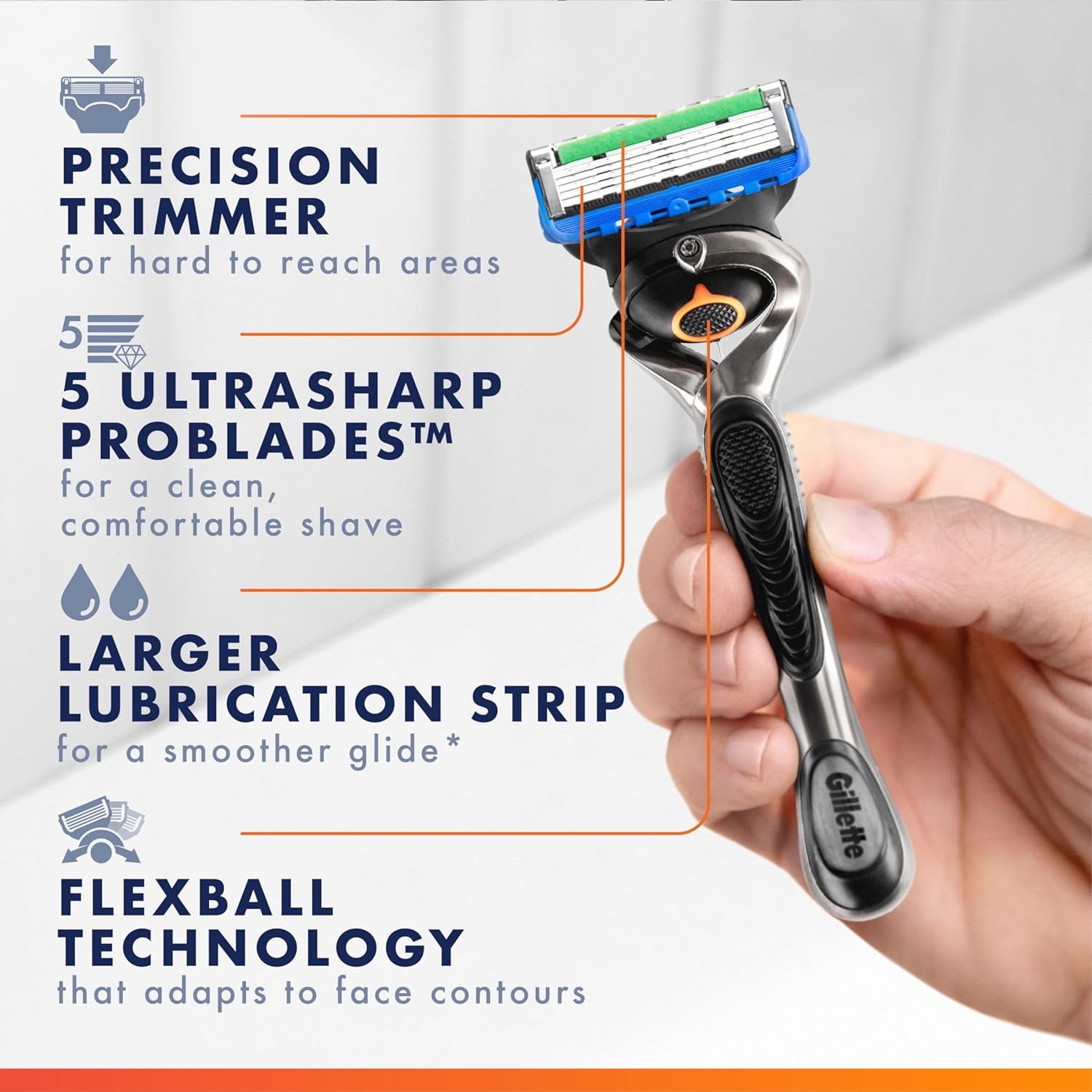 Gillette ProGlide Razor Refills for Men, 8 Razor Blade Refills