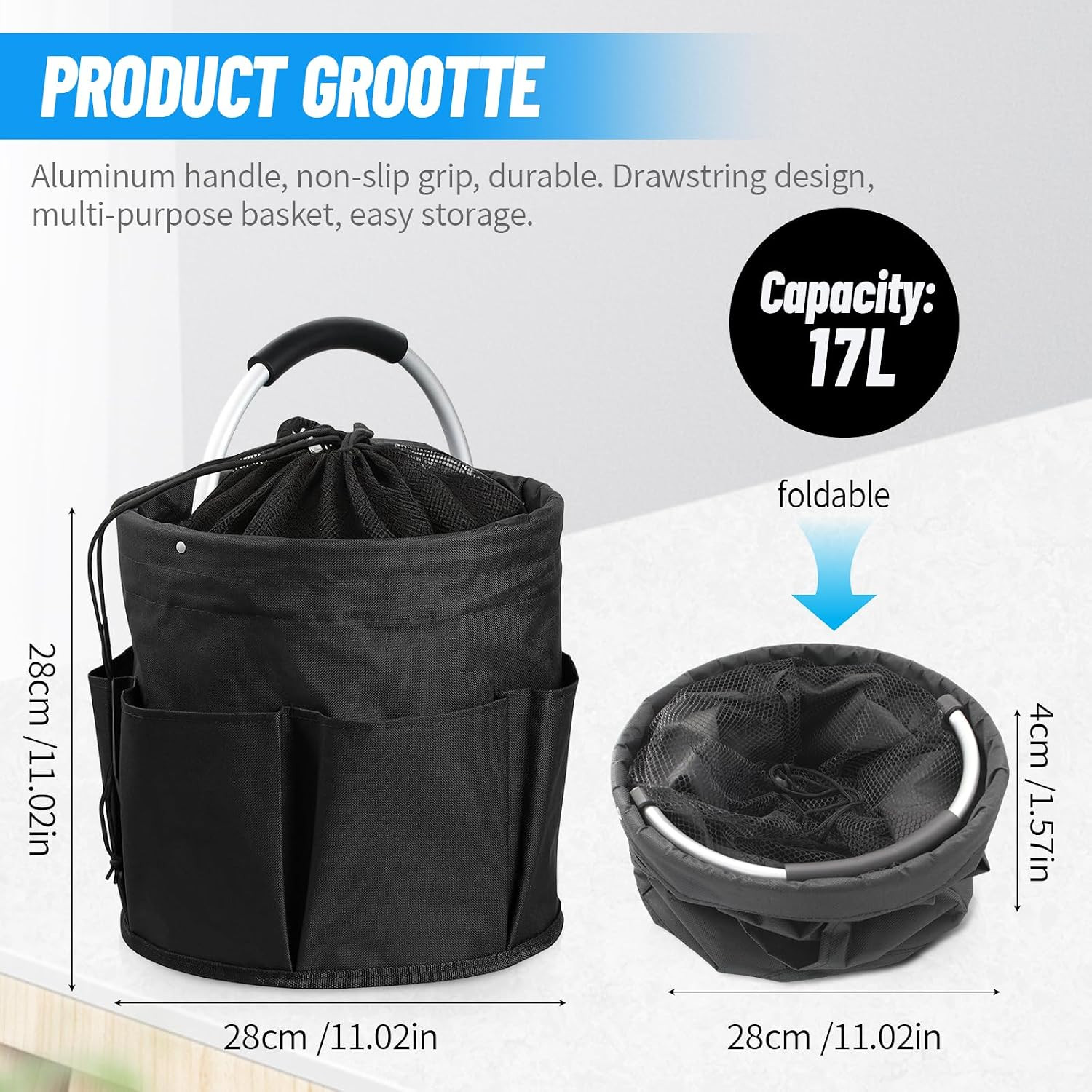 Cleaning Caddy with Handle, 17L Cleaning Products Organiser, Portable Cleaning C