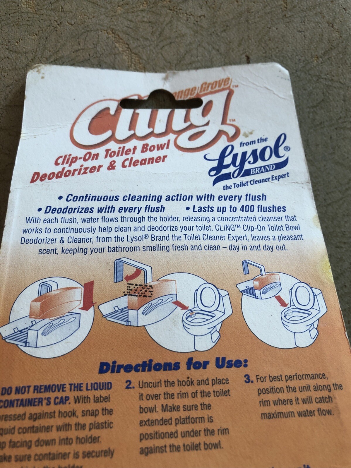 NEW Lysol Cling Clip On Toilet Bowl Cleaner Deodorizer Orange Grove Scent Sealed