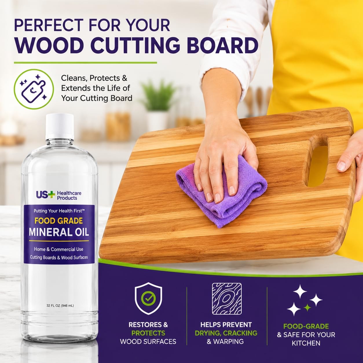 Food Grade Mineral Oil 32oz Wood Conditioner For Cutting Boards Butcher Blocks U