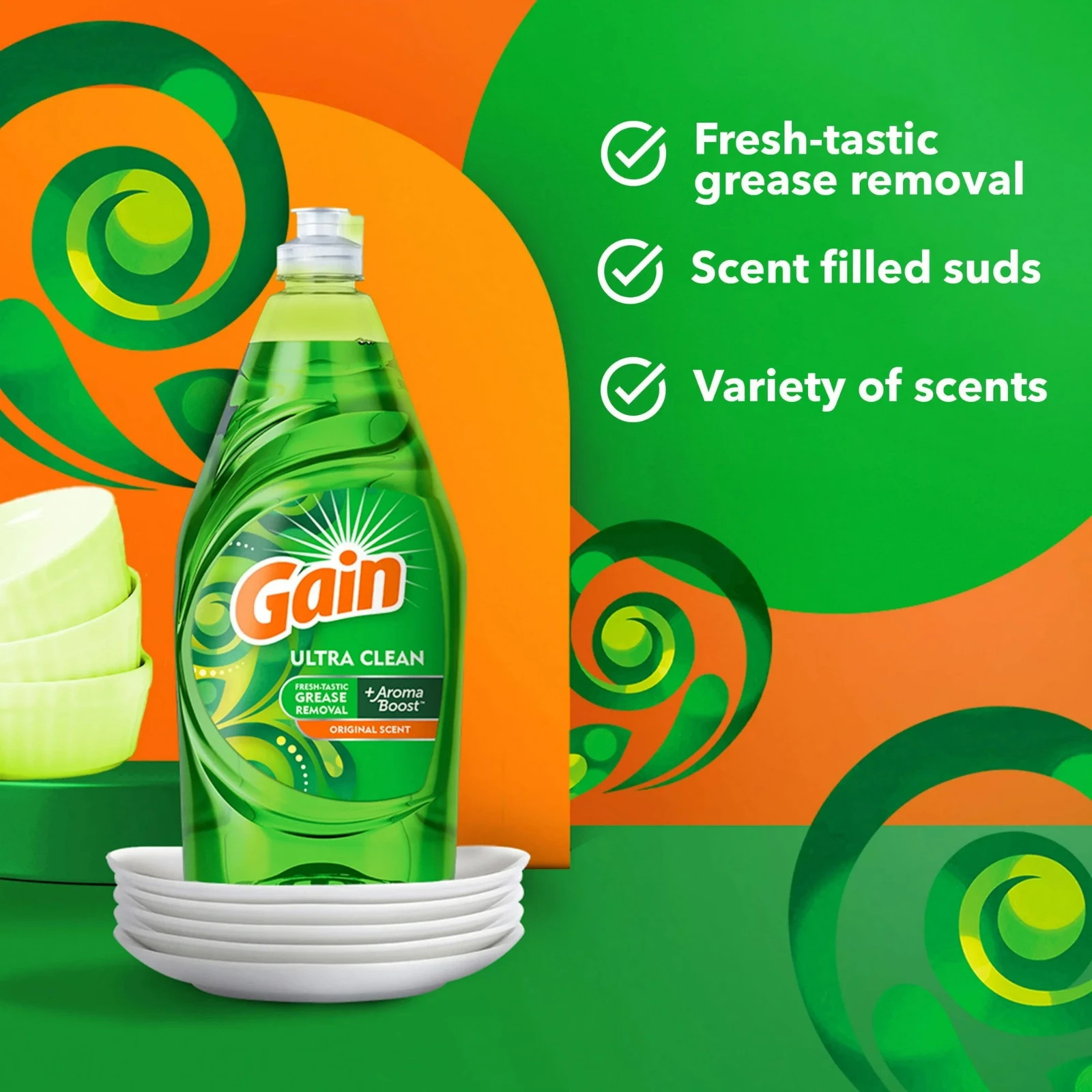 2 Pack Gain Ultra Clean Dishwashing Liquid Soap 8oz Just the Right Size New