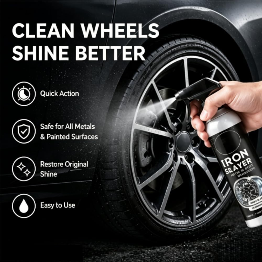 Iron Eraser Rust Remover Spray Iron Powder Remover for Car Wheels,Professional A