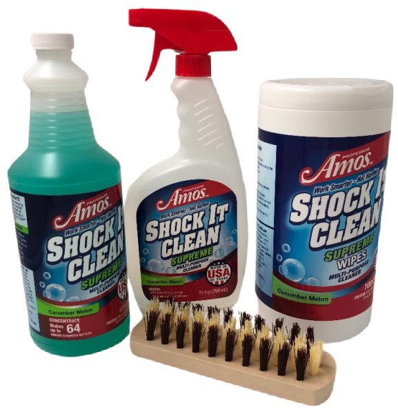 Professor Amos 32 oz. Shock Concentrate Kit w/ Brush & 100-ct Wipes – Cucumber