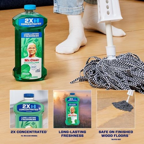 Mr. Clean Multipurpose Cleaner with Febreze, Meadows & Rain, 64oz Bottle, 4/CT