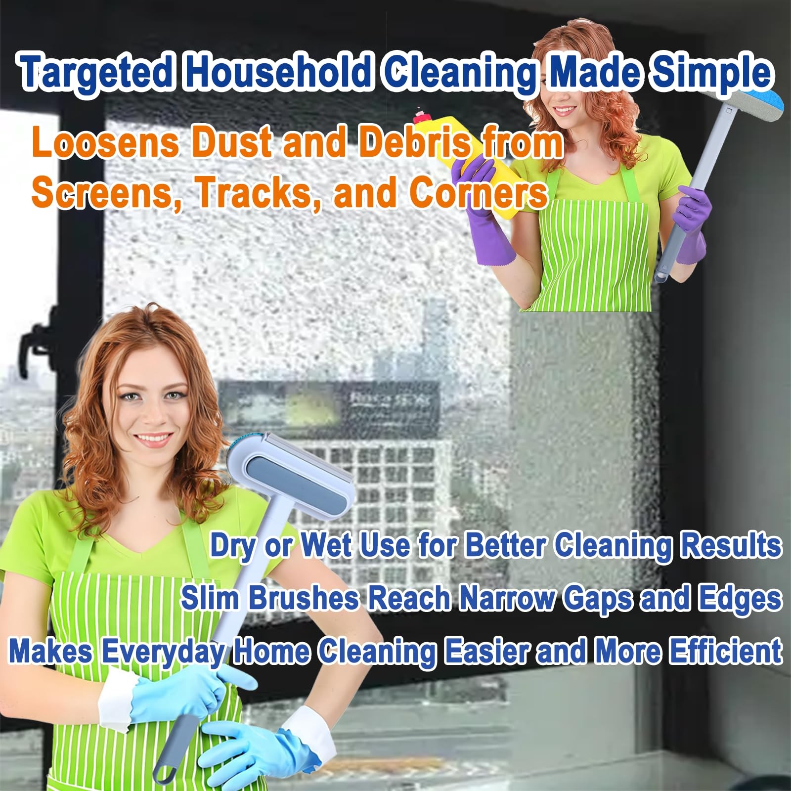 Window Screen Cleaning Brush Kit, Household Wet & Dry Cleaning Tool for Windo…