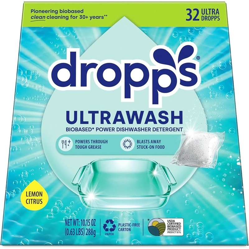 Ultra Wash Dishwasher Pods No Prewash Lemon Citrus Biobased Enzymes 32 Pack New