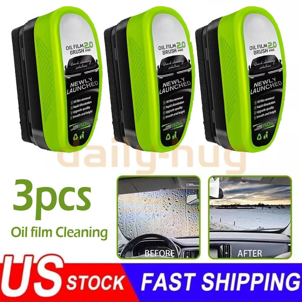 3PCS Automotive Oil Film Cleaning Brush, Clear Vision Glass Cleaner US