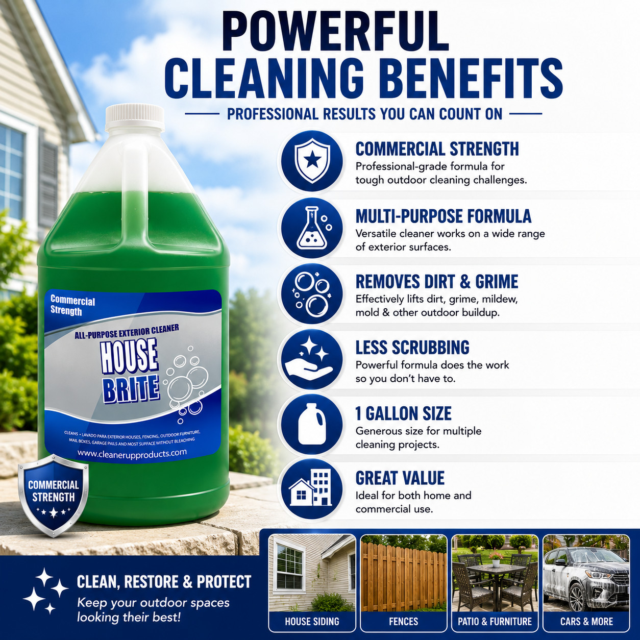 Wingsent Products House Brite All-Purpose Exterior Cleaner – 1 Gallon