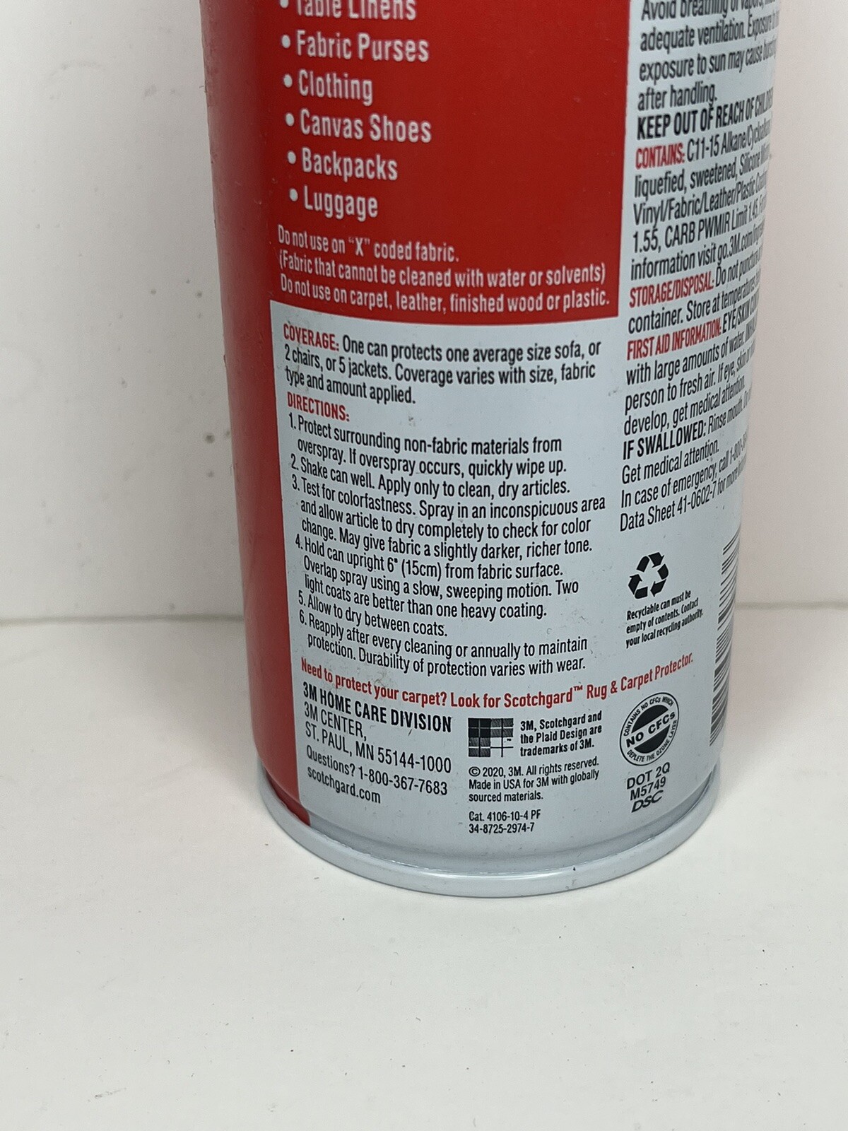 6 Cans 3M Scotchgard Transparent Fabric Water Shield Dries Clear & Oderless 10oz