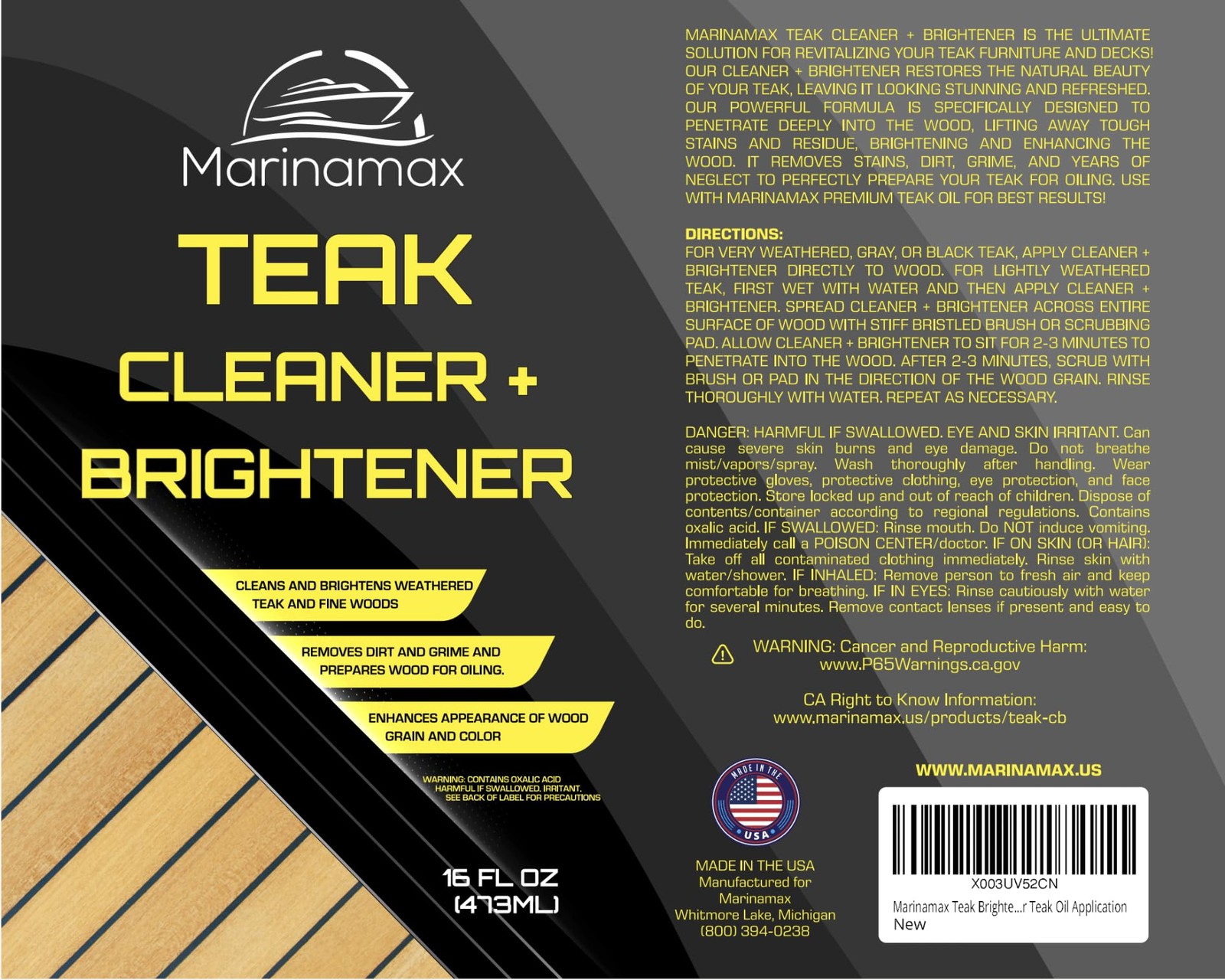Teak Brightener Cleaner Weathered Gray Black Fine Wood Prepares Oil App