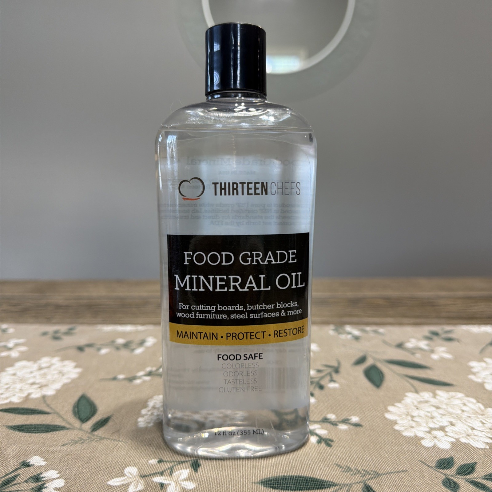 Thirteen Chefs Mineral Oil – 12 oz Food Grade Conditioner for Wood Cutting Board