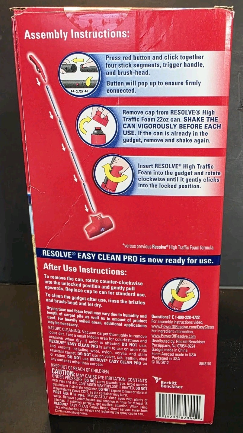 Resolve Easy Clean Pro Carpet Cleaner Gadget Brush & High Traffic Foam Spray