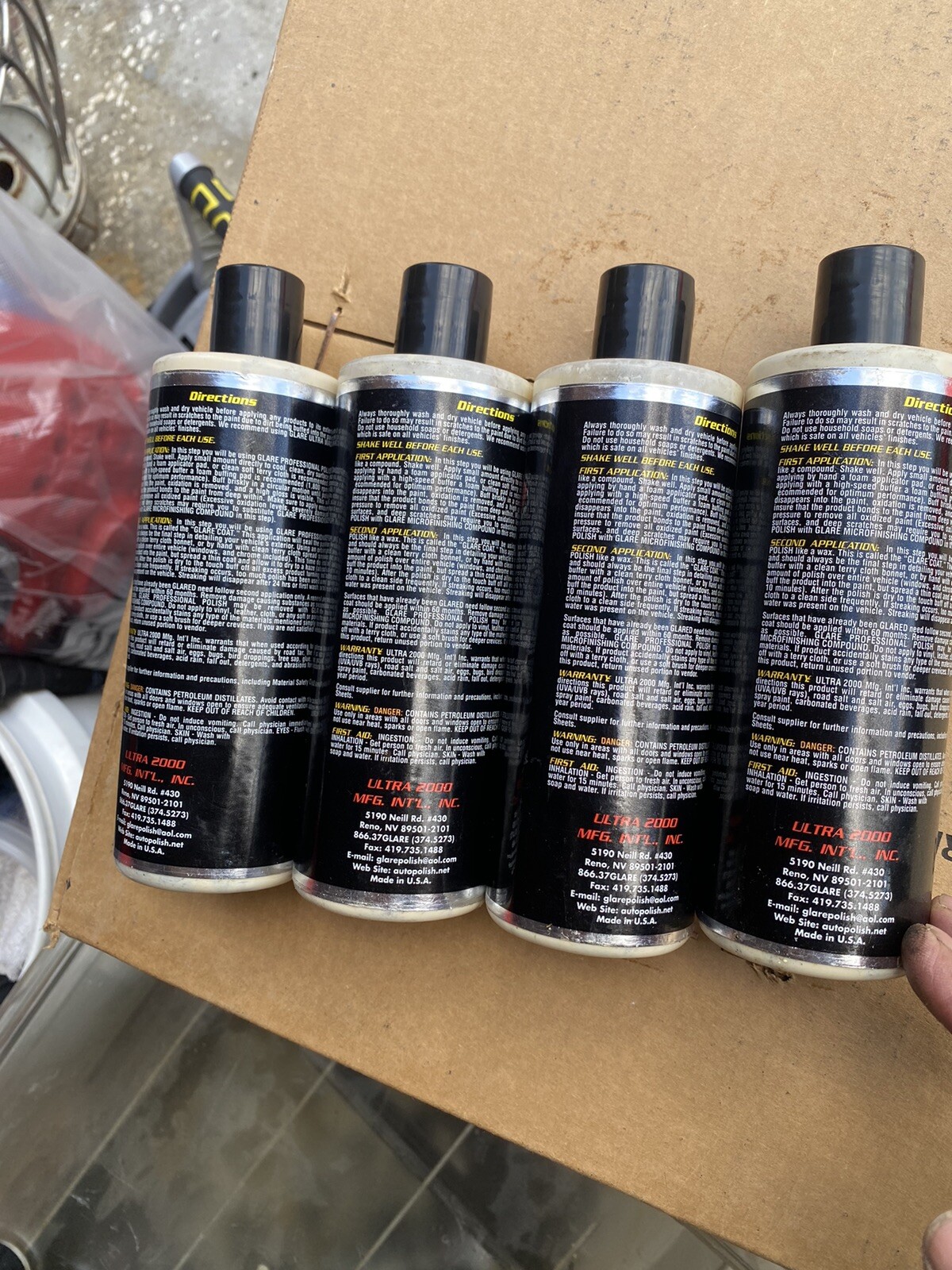 GLARE Ultra 2000 PROFESSIONAL AUTO CAR PAINT POLISH WAX 12OZ 4 BOTTLE LOT NEW!