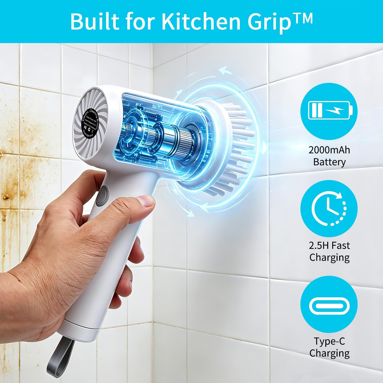 Spin Scrubber,Cordless Bathroom Cleaning Brush with IPX7 Full Body Waterproof…