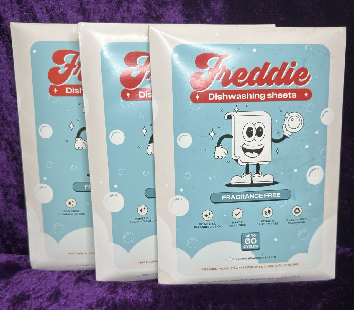 Freddie Dishwashing Sheets Lot Of 3 Packs Total 90 Sheets/ 180 Cycles