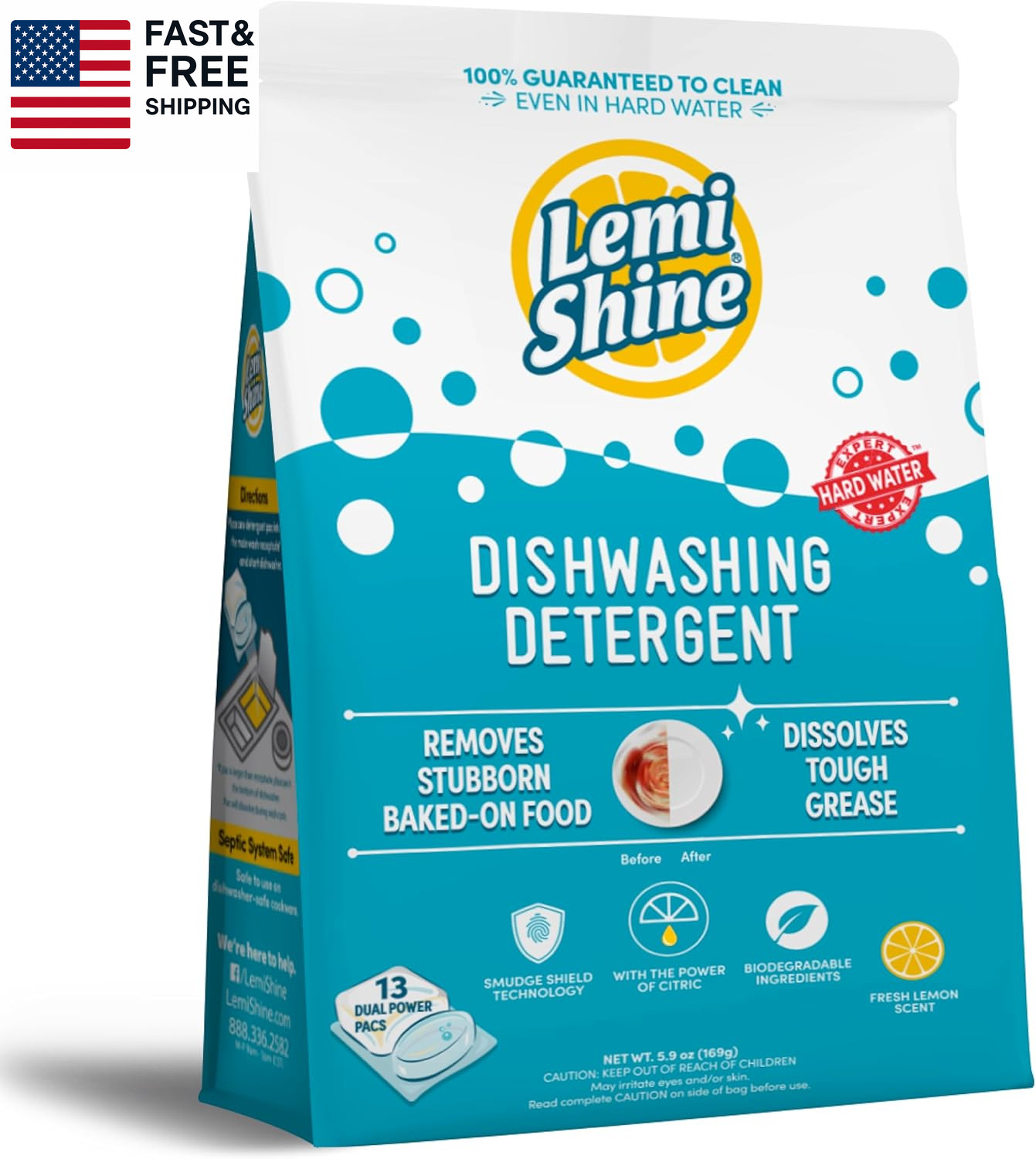 Natural Dishwasher Pods | All-In-One Powder & Gel Dishwasher Detergent 13 Count