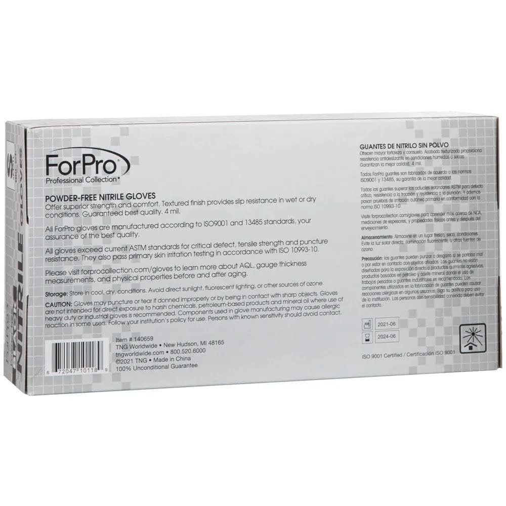 ForPro Disposable Nitrile Gloves, Chemical Small (Pack of 1000), Black