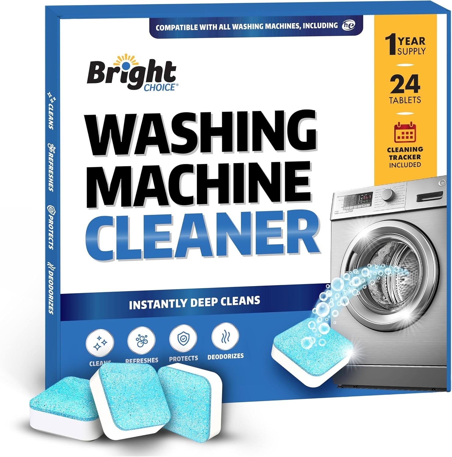 Bastion Washing Machine Cleaner, Deodorizer, & Descaler – 24 pack