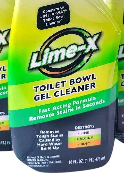 Lime x Liquid Toilet Bowl Gel Cleaner, Removes Lime Calcium Rust 4 Pack 16 oz Ea