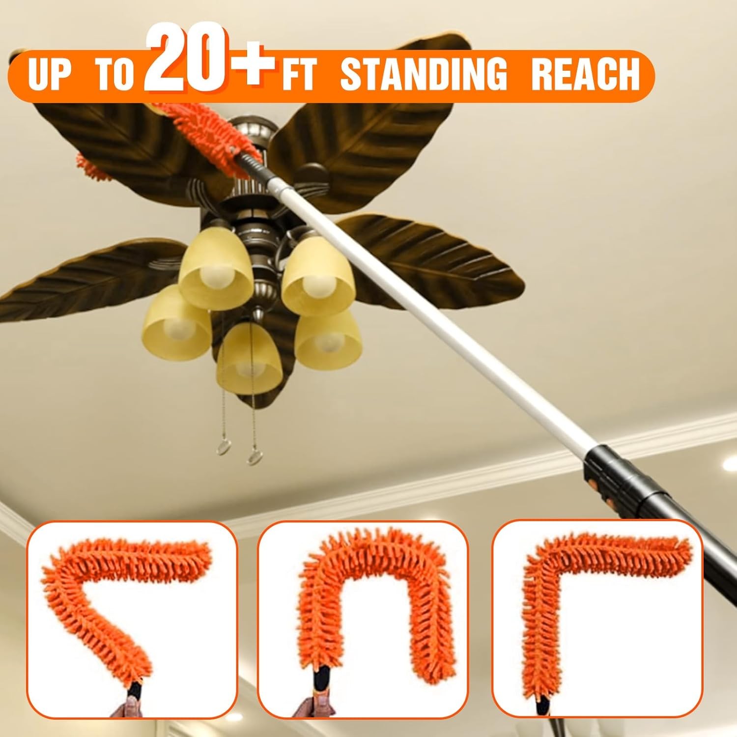 LAANPOLE 26FT High Reach Duster Cleaning Kit with Extension Pole, High Ceiling