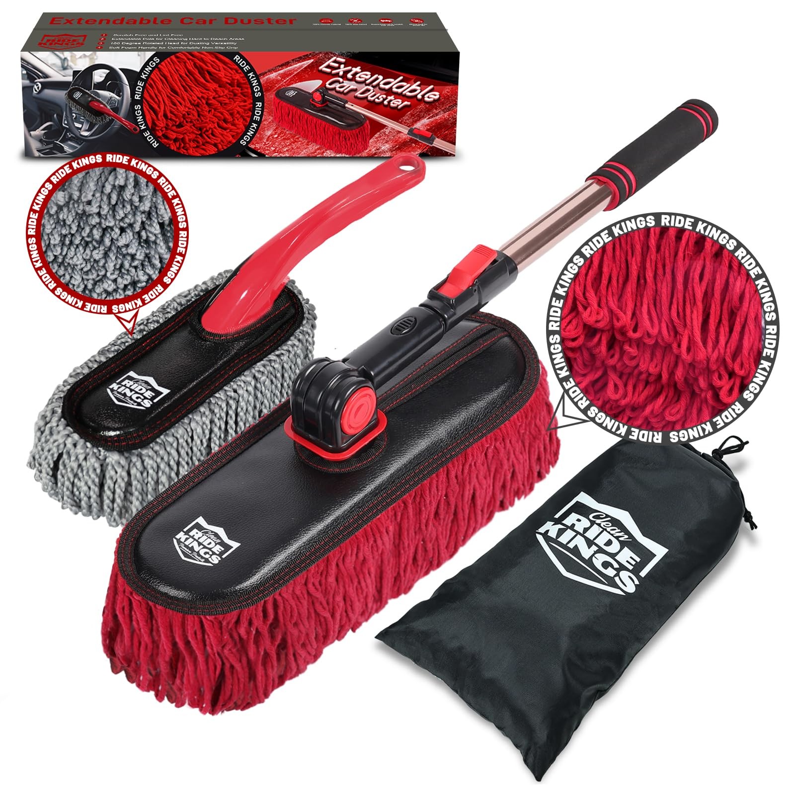 Car Duster Exterior Scratch Free, Extendable Handle, Detail Brush Kit for Veh…