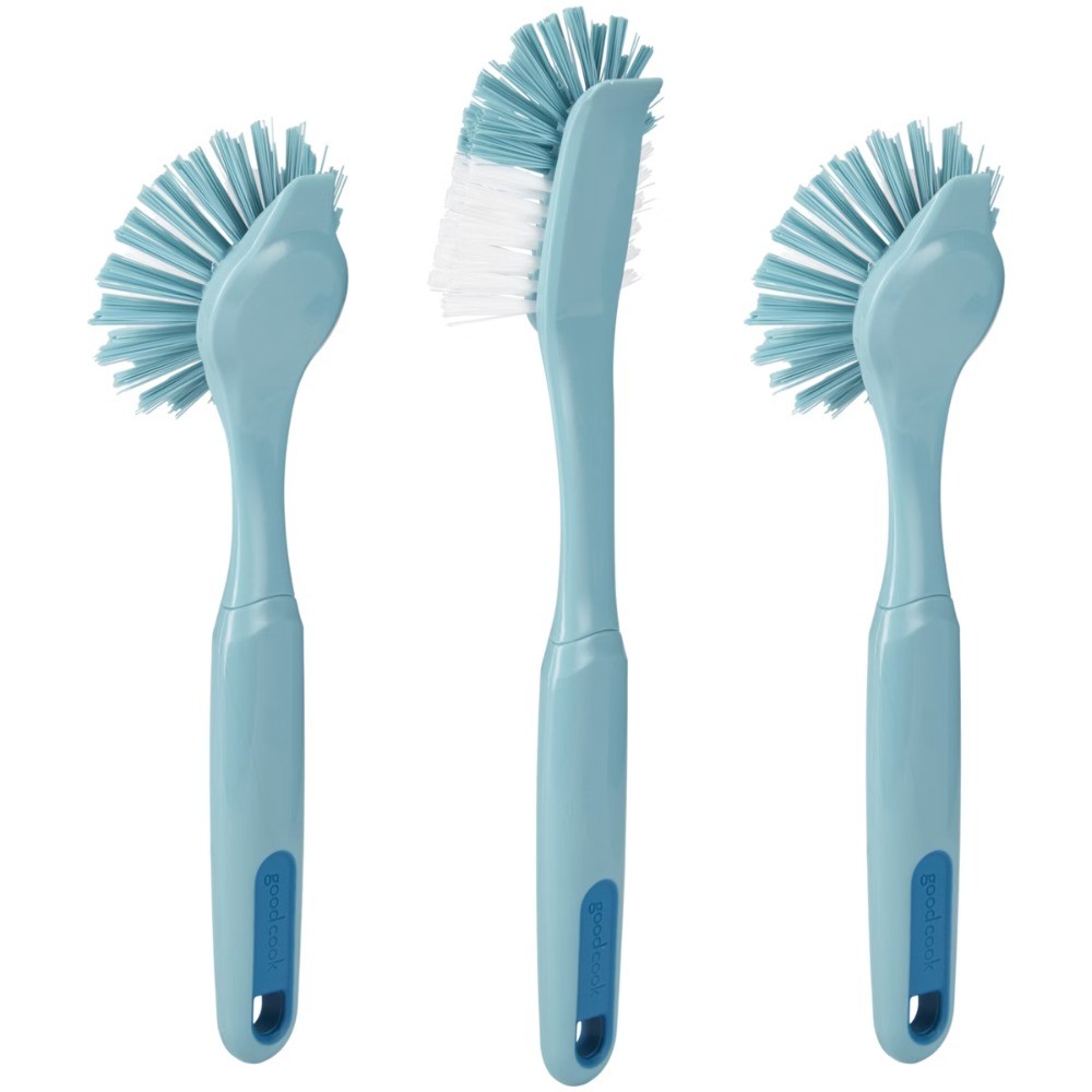 3pk Blue Dish Brushes 11.5″, Rubber/Plastic Set