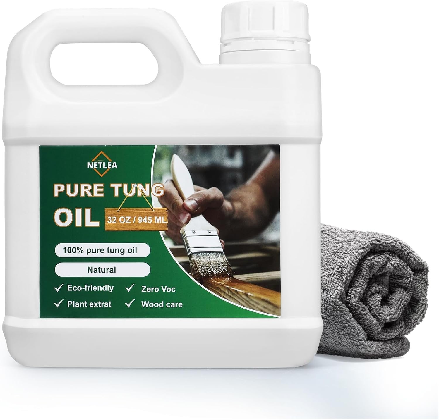 “32OZ Tung Oil with a Soft Towel for Wood Finishing,Food Safety for Furniture “