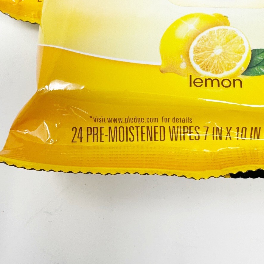 LOT of 4 Pledge Beautify It Enhancing Wipes 24 ct Packs Lemon Scent NEW