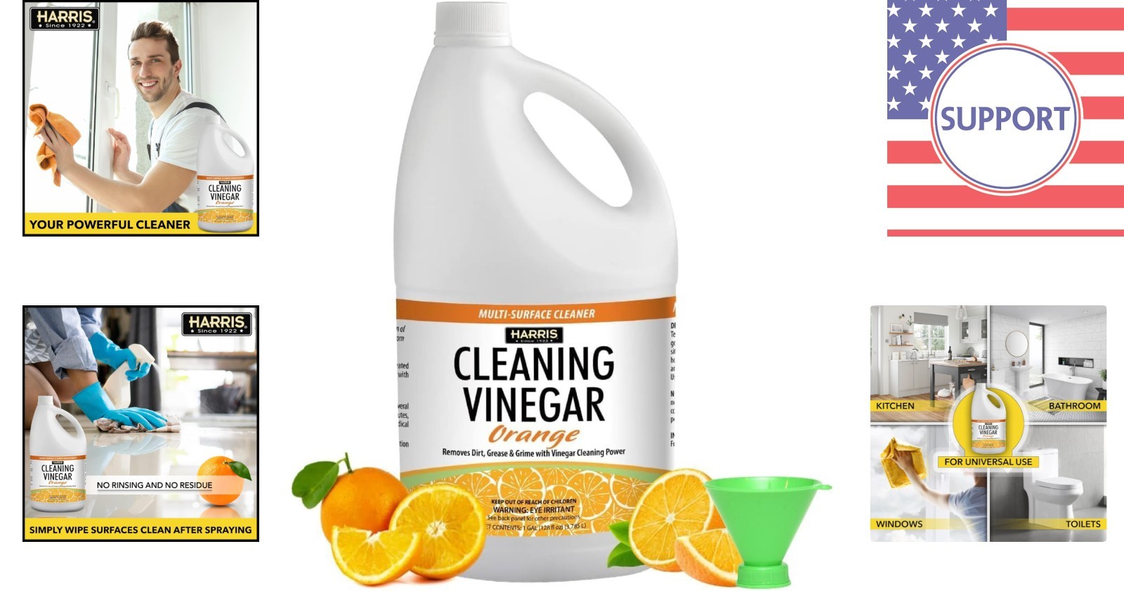 Natural 128oz Multi-Purpose White Vinegar Cleaner with Refreshing Orange Scent