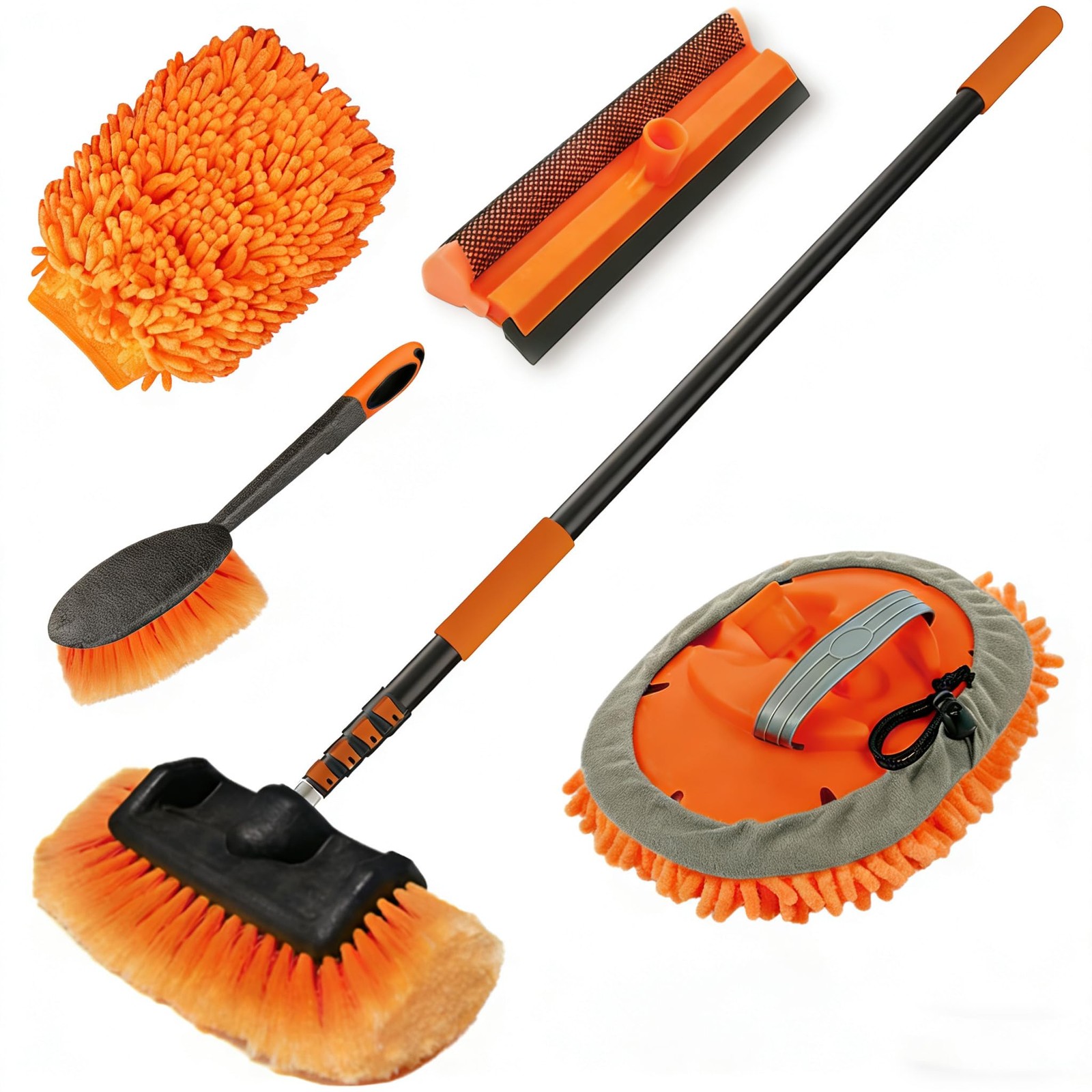12FT Car Wash Brush with Long Handle, Car Cleaning Kit with Soft Bristle Wash…