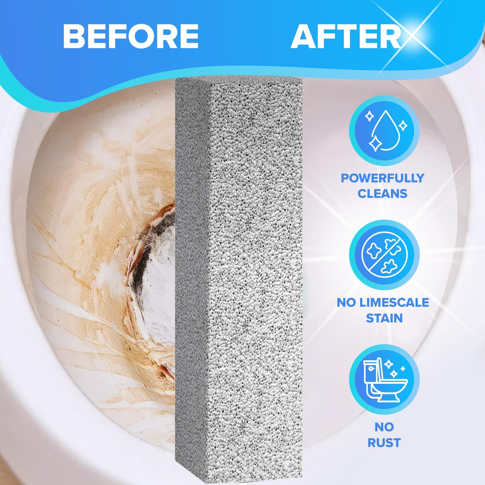 Pumice Stone Cleaner Handle Toilet Bowl Hard Water Ring Remover 6 Pack