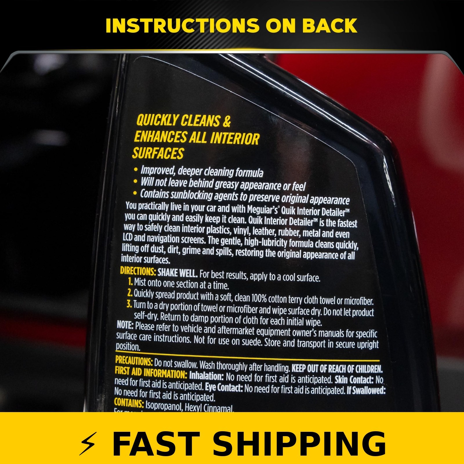 Meguiar’s Quik Interior Detailer Cleaner – 24 Oz Spray Bottle