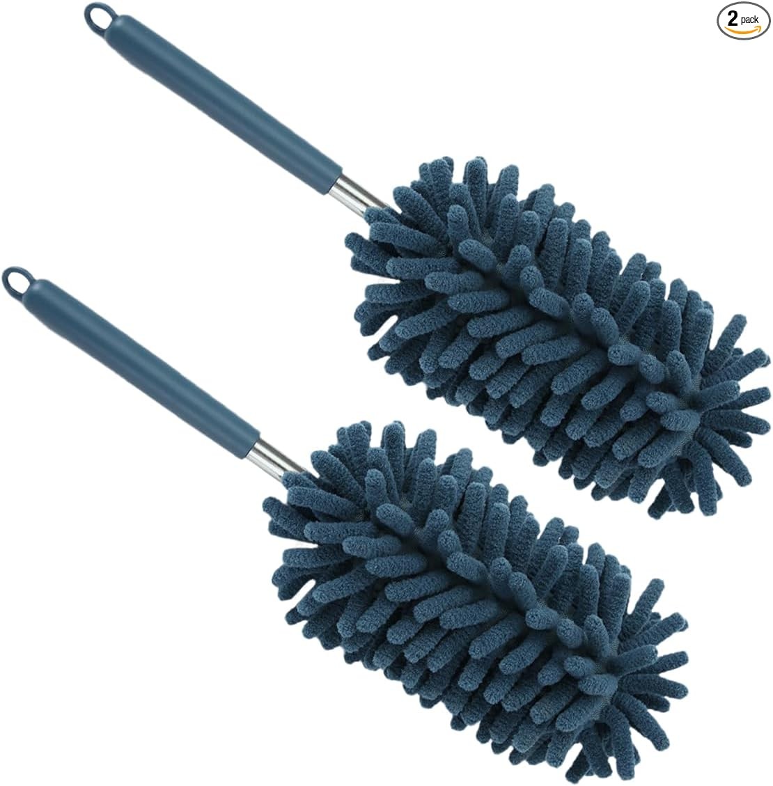 2PCS Car Interior Duster, Soft Chenille Detailing Brush with Exten Color: Blue