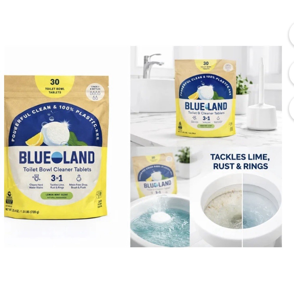 Blueland Toilet Bowl Cleaner Tablets, Lemon Mint, 30-count