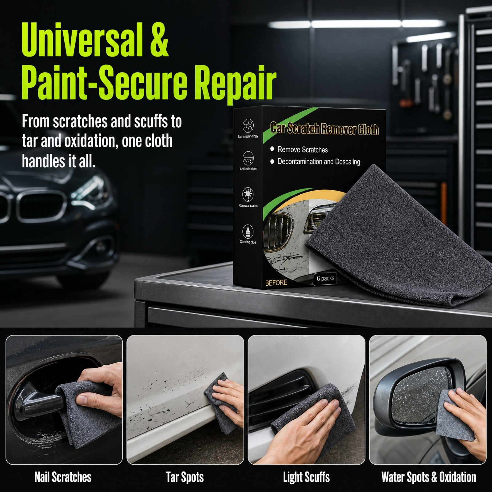 Nano Polix Car Scratch Remover Cloth 6 Packs – Auto Paint Scratch Repair Towel