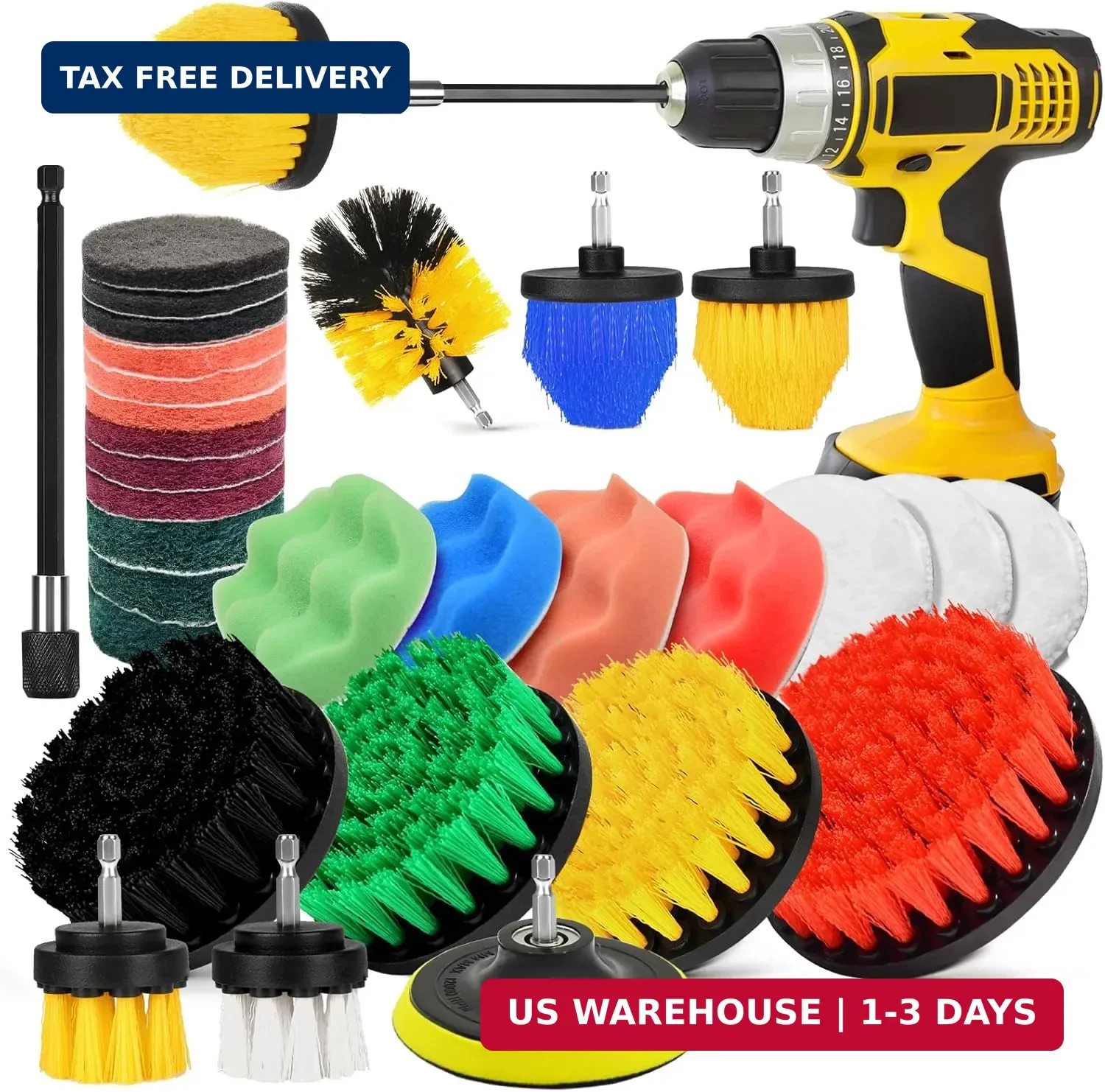 30Pcs Drill Brush Attachment Set,Drill Scrubber Brush Kit Include Scrub Pads, Sp