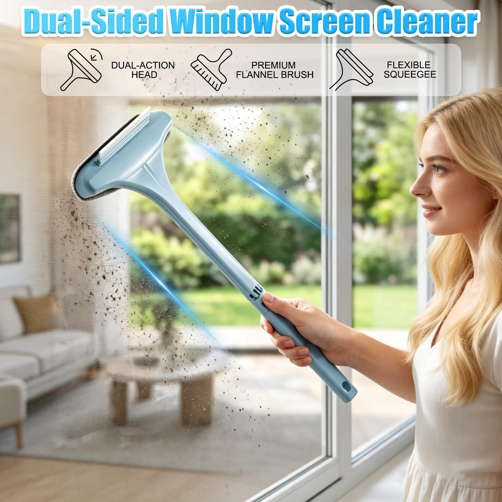 2-In-1 Window Screen Cleaning Brush Multipurpose Cleaning Brush for Patio Door