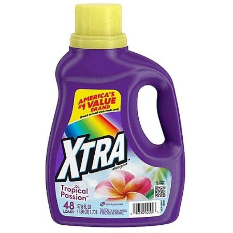 2x Xtra Laundry Detergent Tropical Passion Liquid Soap Household Cleaning 57.6oz