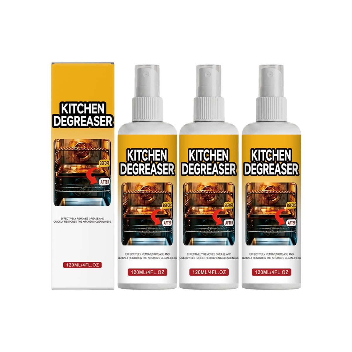 BBQ Grill Cleaner Spray 120ml, Heavy Duty Degreaser, Fast-acting Grease Removal