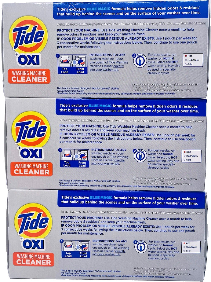 Tide Washing Machine Cleaner with Oxi, Odor Eliminator-6 Ct x 3 Pack=18 Pouches
