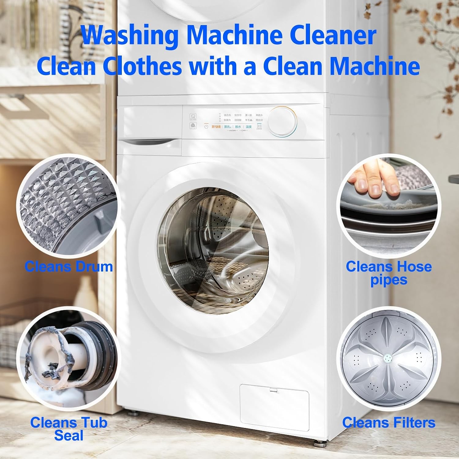 USKICH 40 Pack Washing Machine Cleaner Tablets,Deep Cleaning Descaler for HE Fro