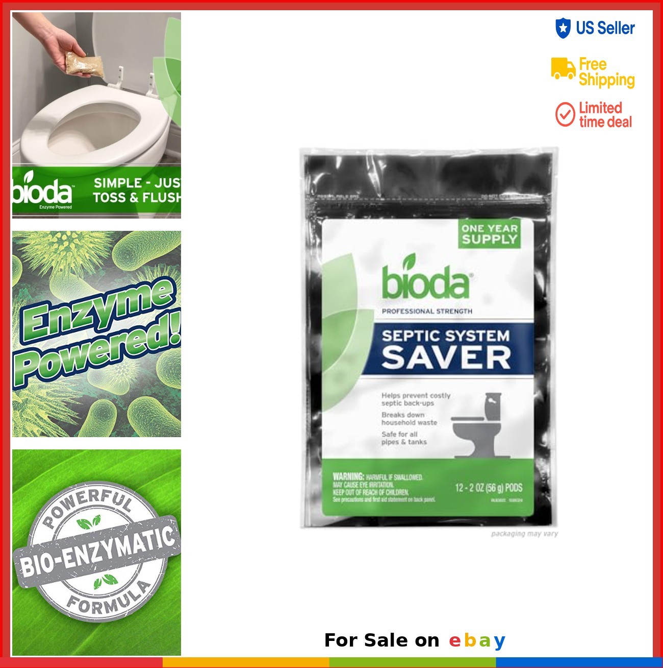 Septic System Saver Enzymatic Treatment 12 Pouches One Year Supply Bacteria