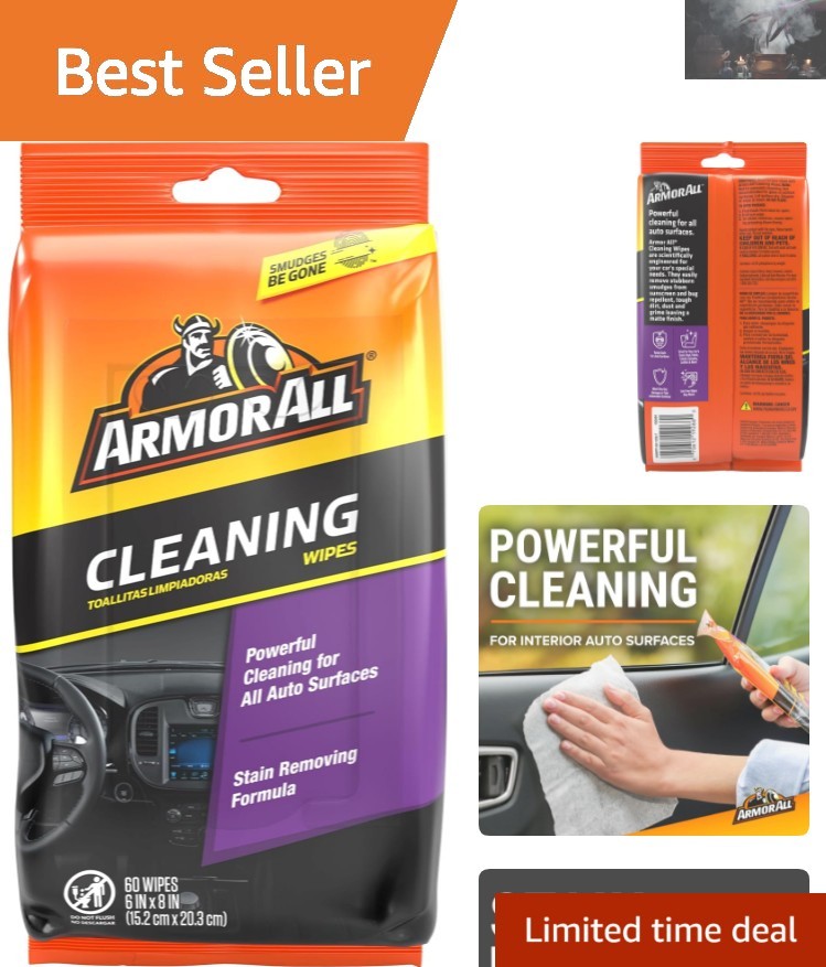 All-in-One Car Interior Wipes – 60 Count, Moisture Lock for Ultimate Freshness
